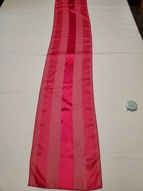 Hot Pink Satin Stripe Scarf Sheer Long Wrap Y2K Chic Minimal Luxe Statement